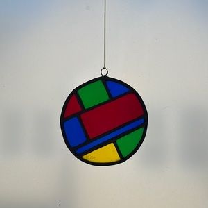 geometric stained glass suncatcher